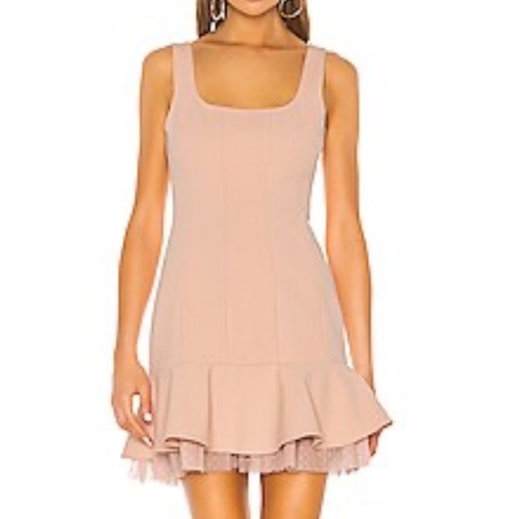 BCBGMaxAzria scoop neck fluted pink boho Polkadot wedding hem mini dress 0 NWT - Picture 14 of 16